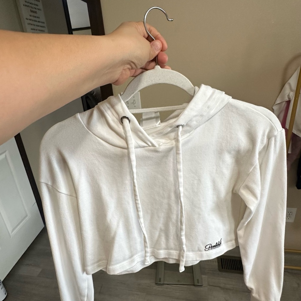 Reebok White Cropped Hoodie
